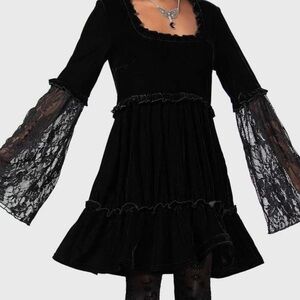 Killstar Prudence Black Velvet Dress